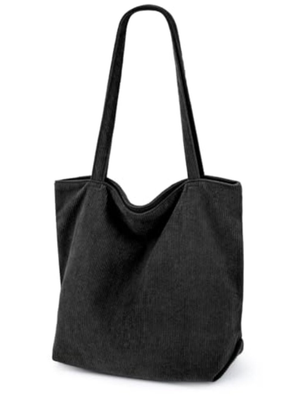 Corduroy Tote Bag with Zipper Large Capacity Shoulder Handbag